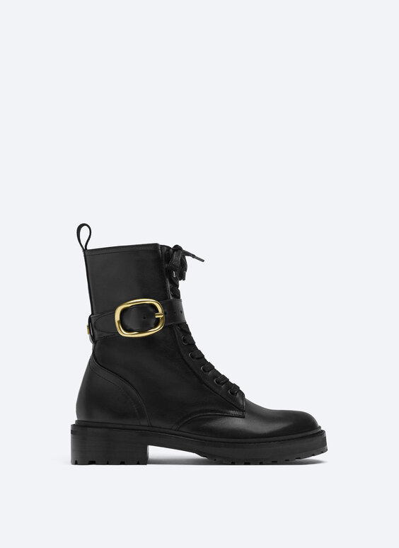 Flat ankle boots with buckles clearance