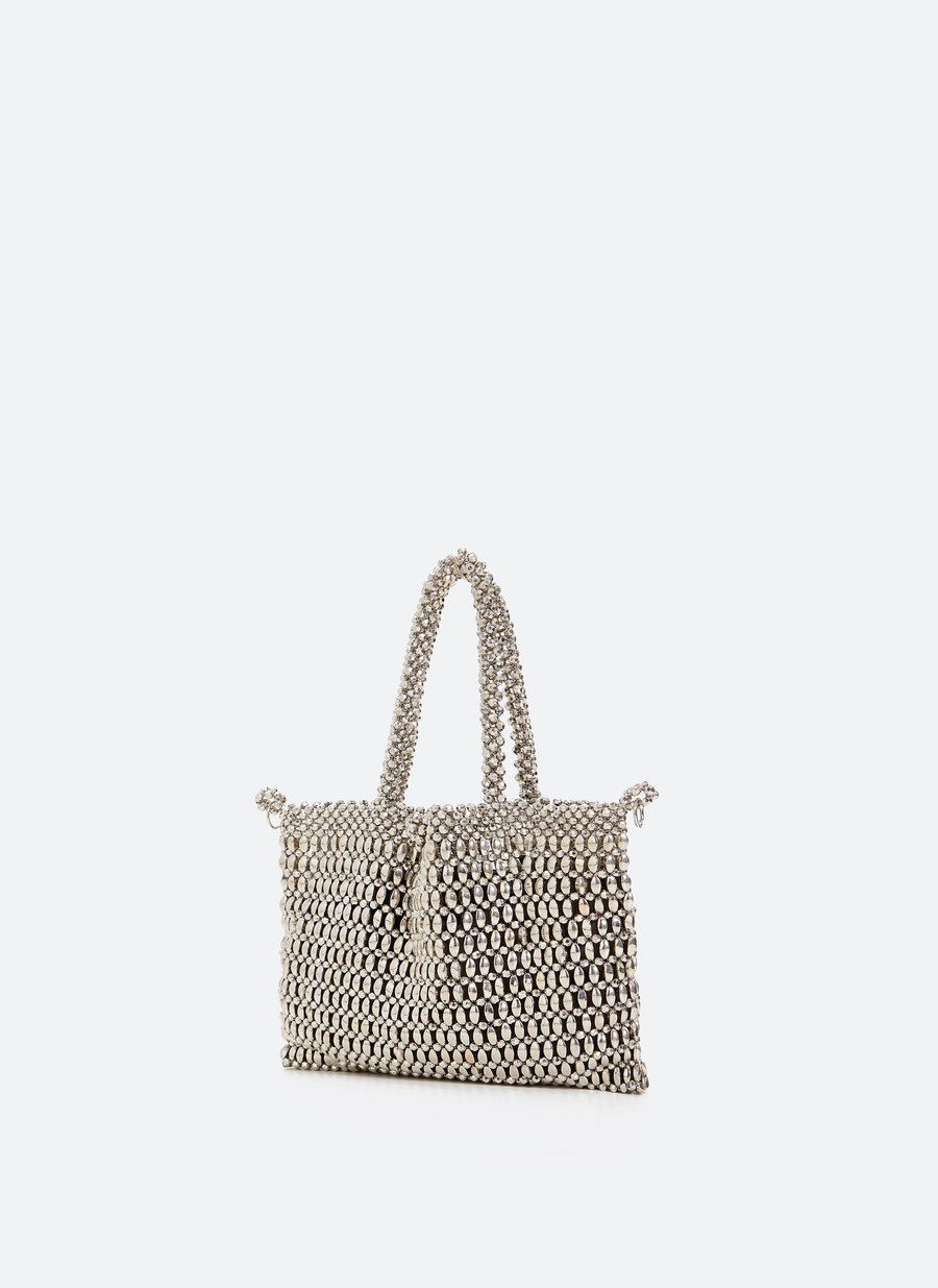 metallic beaded shoulder bag