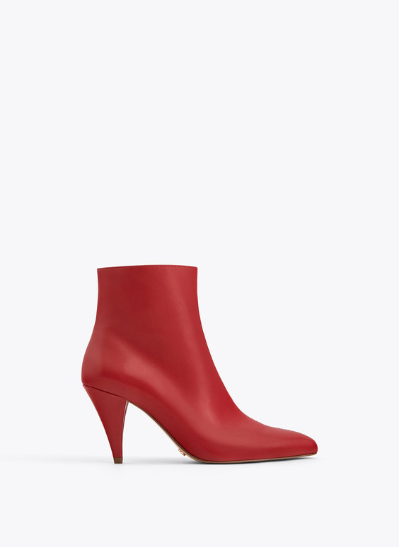red leather heel boots