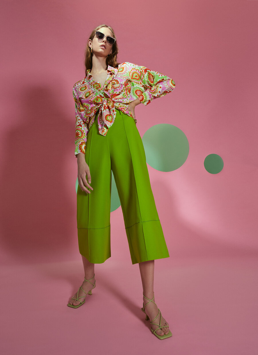 GREEN COTTON TROUSERS uterque