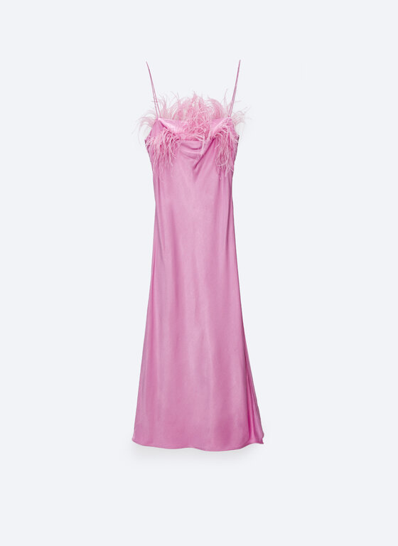 pink feather dress uterque