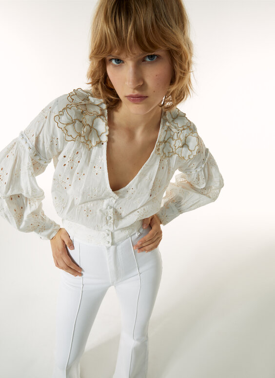 Embroidered floral shirt