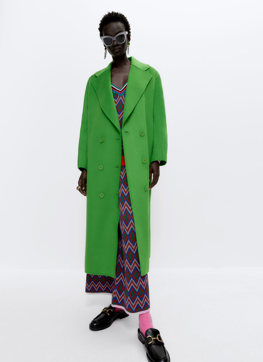 green Long Wool Coat, £225, Uterqüe 