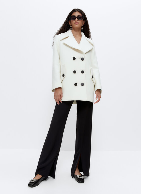 Wool three-quarter-length coat
