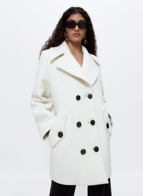 wool three quarter length coat