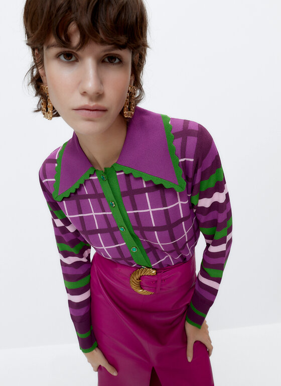 CHECK AND STRIPE POLO SWEATER uterque