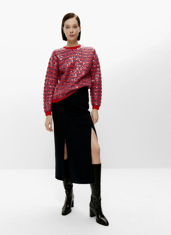 Sequinned jacquard sweater