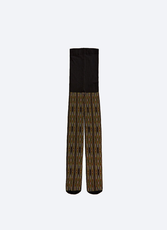 Long stockings with pixelated diamond print