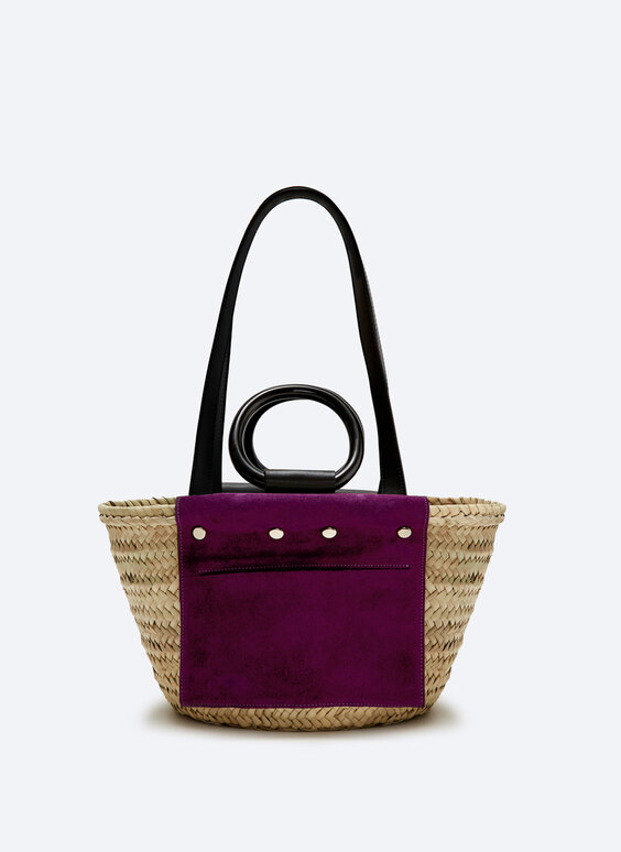 Комбинирана чанта с естествена кожа и велур