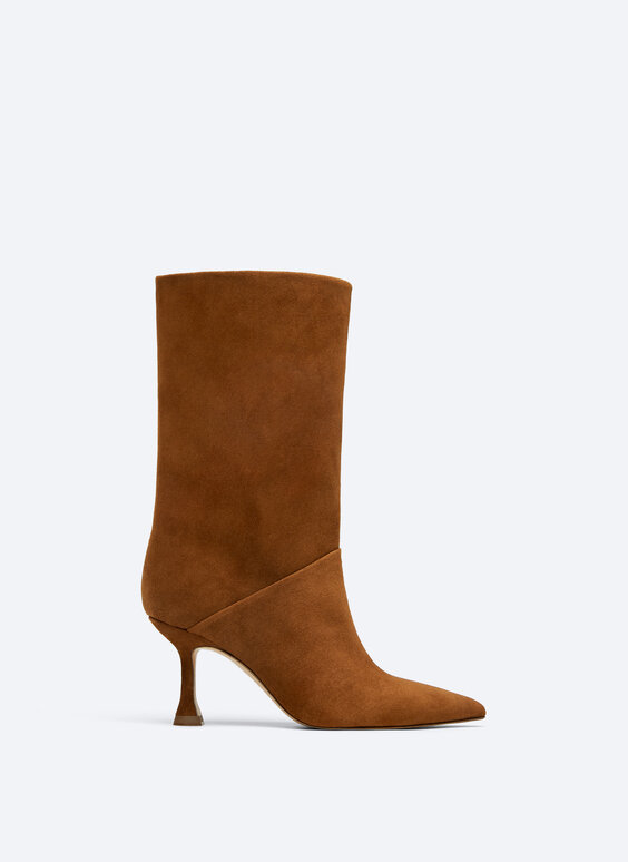 Suede high-heel ankle boots