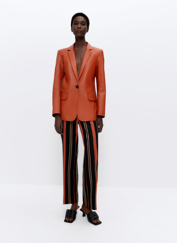 Orange leather blazer Outlet