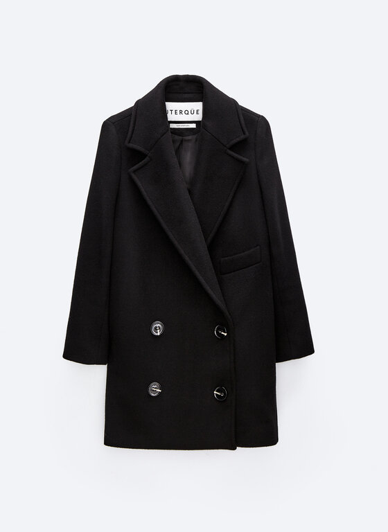 Double breasted three quarter length coat clearance