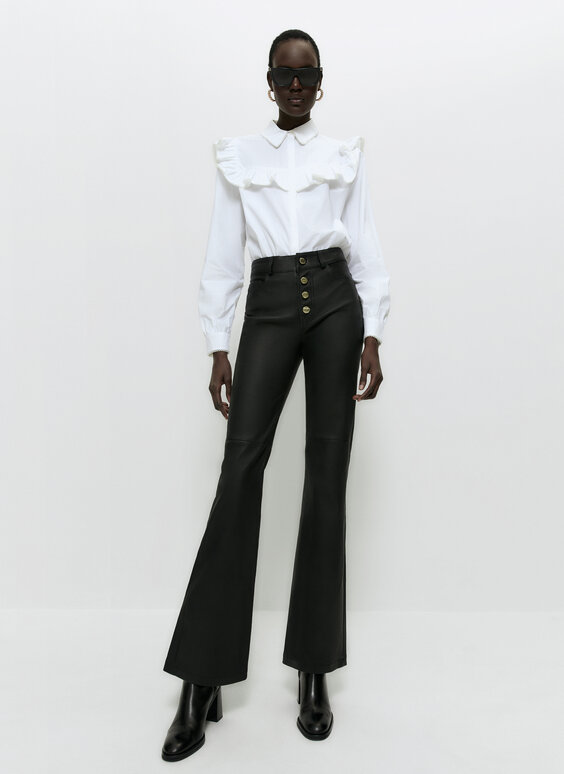 Leather stretch trousers