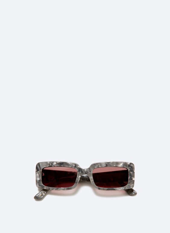 Прямокутні сонцезахисні окуляри із сірувато-білою оправою