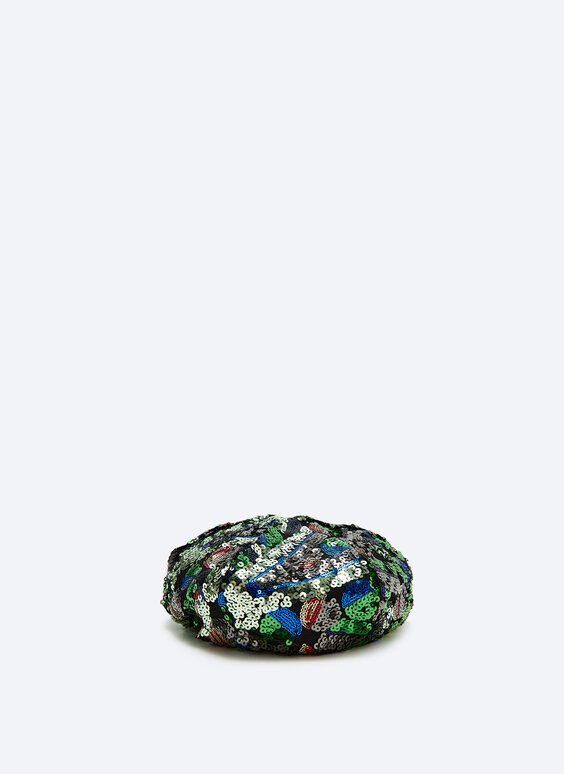 Beret with multicoloured sequins