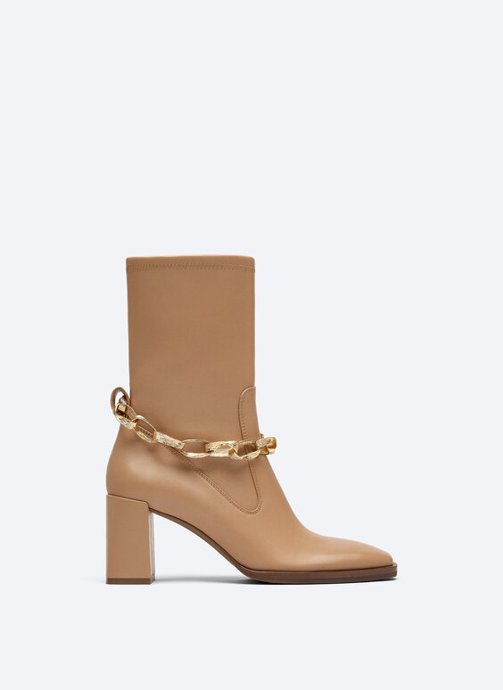 Leather ankle boots with removable bracelet