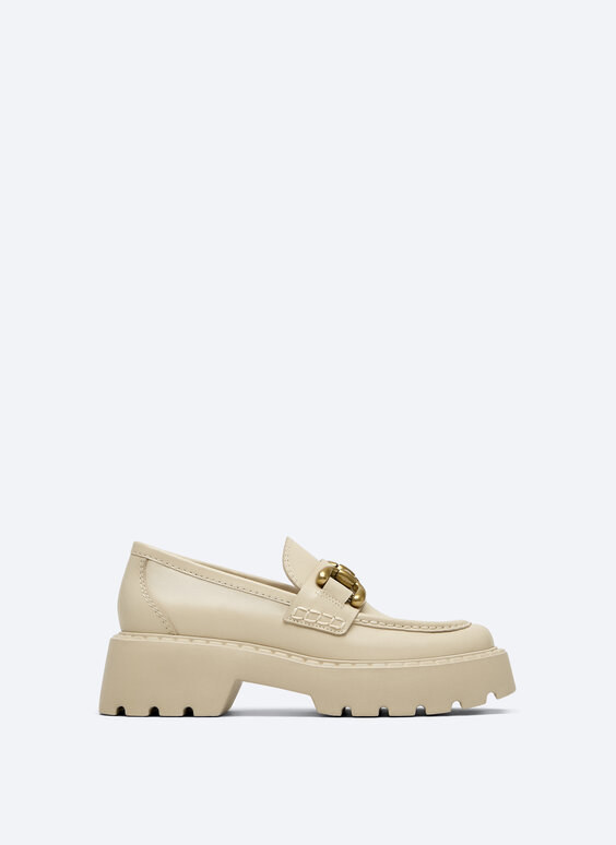 Track sole loafers with chain links